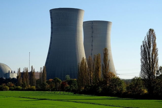 two nuclear power plant cooling towers