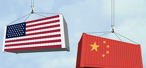 Containers US China flag