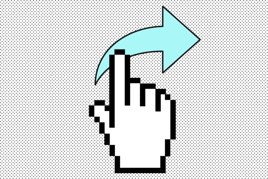 stock art of a cursor clicking a forward arrow