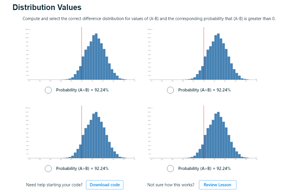 A sample problem from the K-12 probability and statistics curriculum explores the concept of distribution values