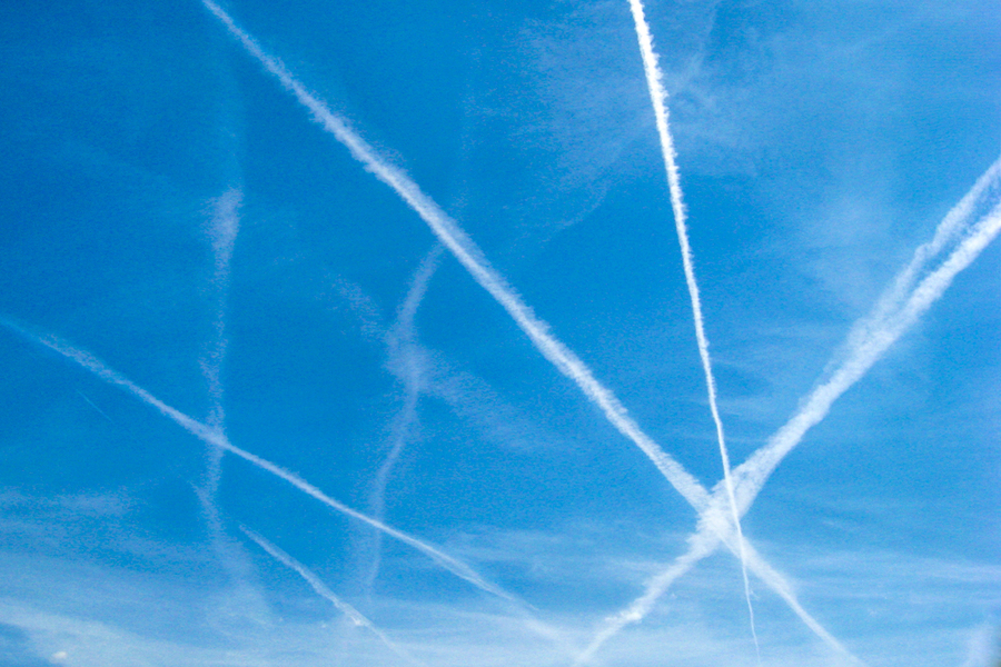 a photo of contrails