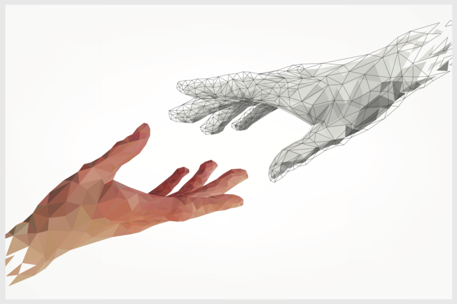clip art of a hand reaching out to a digital hand