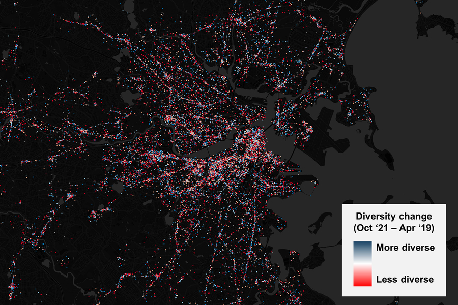 a data map of the boston area showing movement between different socioeconmic groups