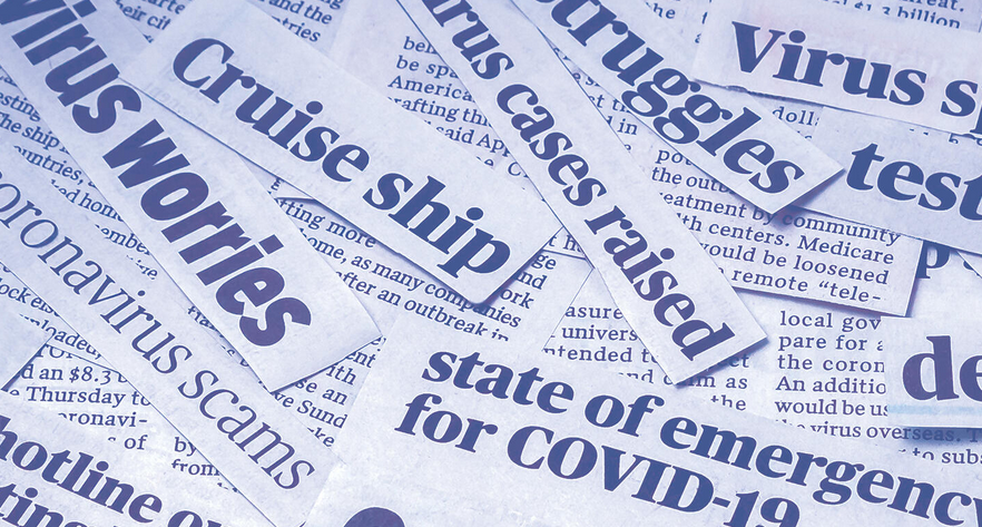 a collage of news headlines related to covid-19