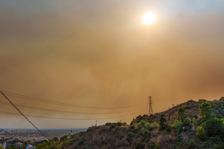A sky with visible smog pollution