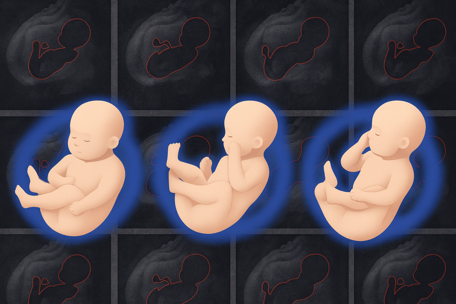 illustrations of a fetus in various positions