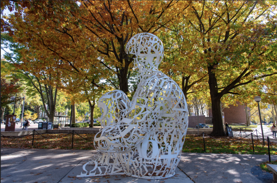A photo of the Alchemist statue on MIT's campus.