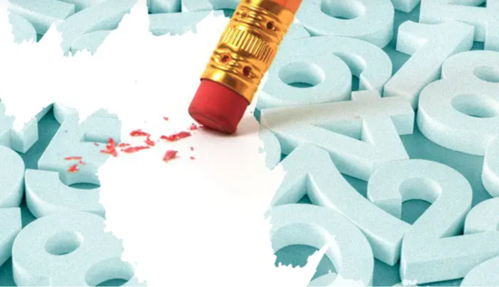 a pencil erasing numbers