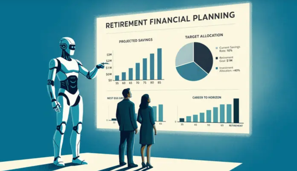 Illustration of a robot showing two humans